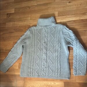 Vtg Y2K Paul James Cable Knit Turtleneck Sweater-Green 100% Wool England